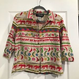 Vintage Colorful Button Up Top